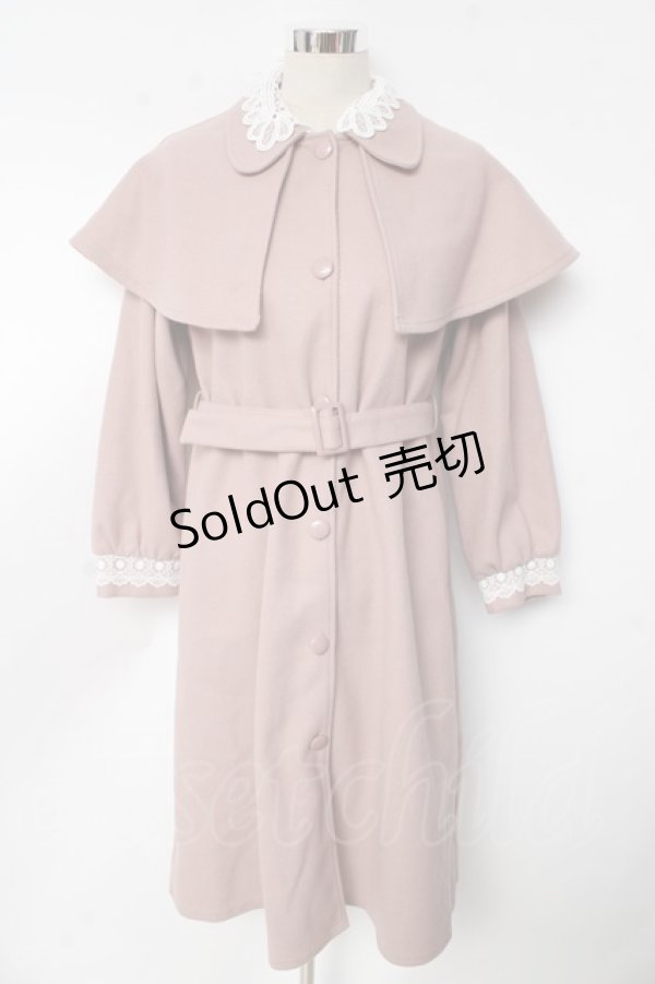 画像1: melume / maki melumeレース付きロングコート  ピンク Y-25-10-10-148-LO-CO-SZ-ZY (1)