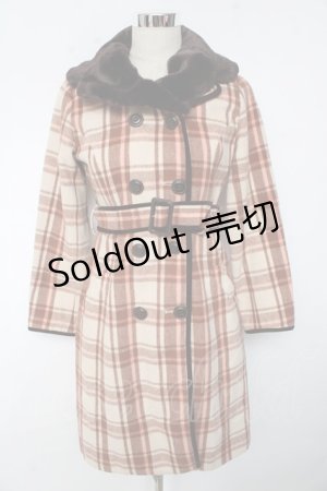 画像: an another angelus / ファーチェックコート  ブラウン Y-25-10-10-150-CA-CO-SZ-ZY