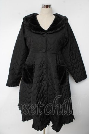 画像: axes femme kawaii / ハートキルティングコート M 黒 Y-25-10-10-152-AX-CO-SZ-ZY