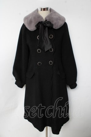 画像: axes femme POETIQUE / ファーティペ付ロングコート M 黒 Y-25-10-10-154-AX-CO-SZ-ZY