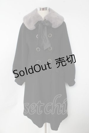 画像: axes femme POETIQUE / ファーティペ付ロングコート M 黒 Y-25-10-10-154-AX-CO-SZ-ZY