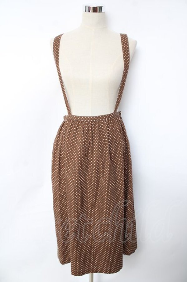 画像1: KANEKO ISAO / ドット柄吊りスカート F ブラウン Y-25-10-10-170-EL-SK-SZ-ZY (1)