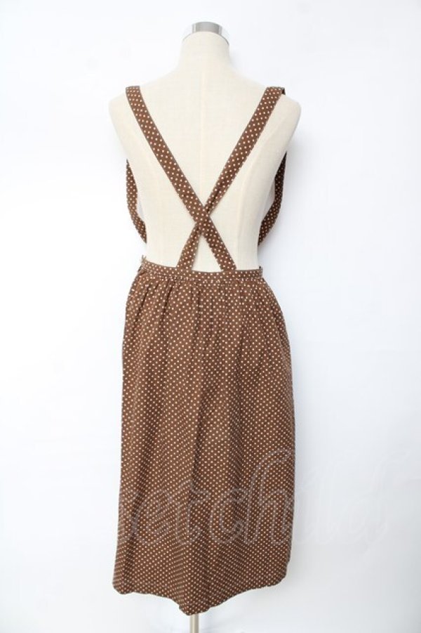 画像2: KANEKO ISAO / ドット柄吊りスカート F ブラウン Y-25-10-10-170-EL-SK-SZ-ZY (2)