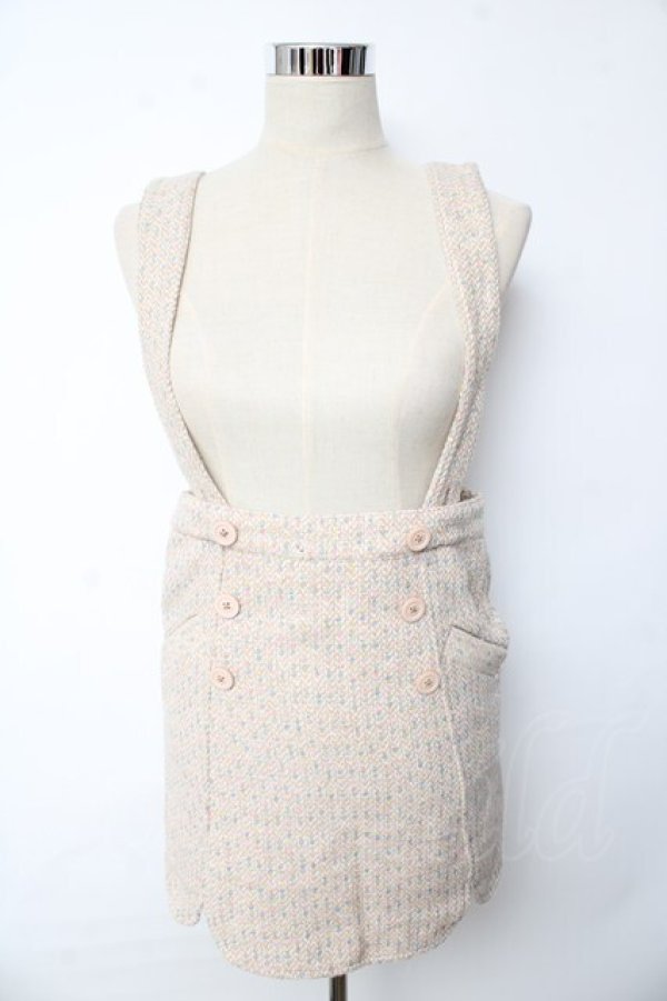 画像1: ロリータその他ブランド / ツイード吊りスカート 0 ベージュ Y-25-10-10-174-LO-SK-SZ-ZY (1)