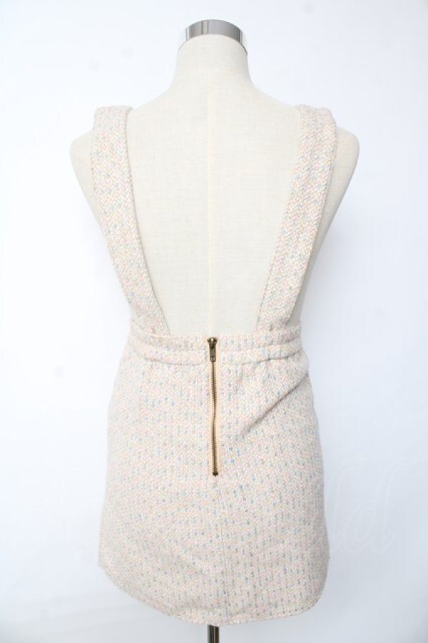 画像2: ロリータその他ブランド / ツイード吊りスカート 0 ベージュ Y-25-10-10-174-LO-SK-SZ-ZY (2)