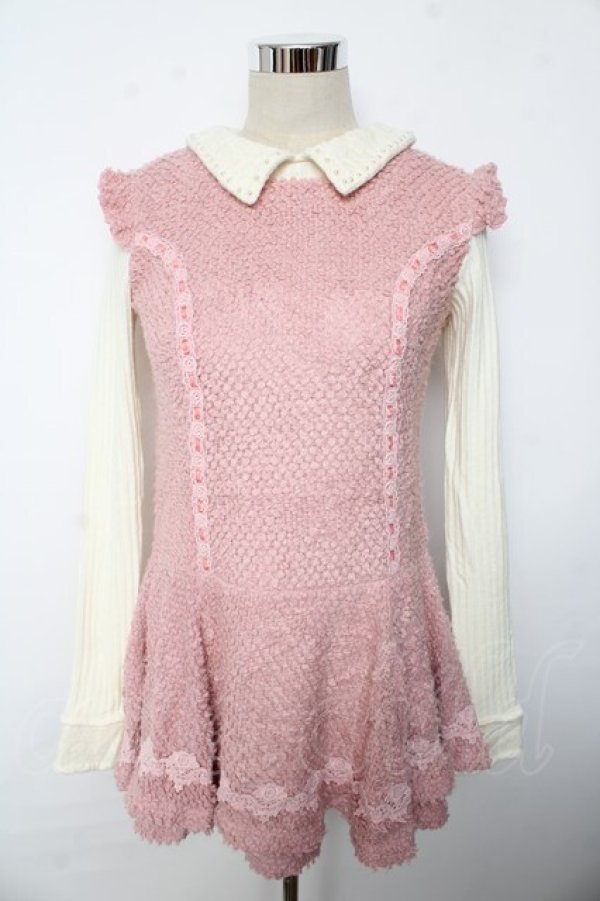 画像1: LIZ LISA / 衿付きもこもこワンピース 0 ピンク Y-25-10-10-191-LO-OP-SZ-ZY (1)