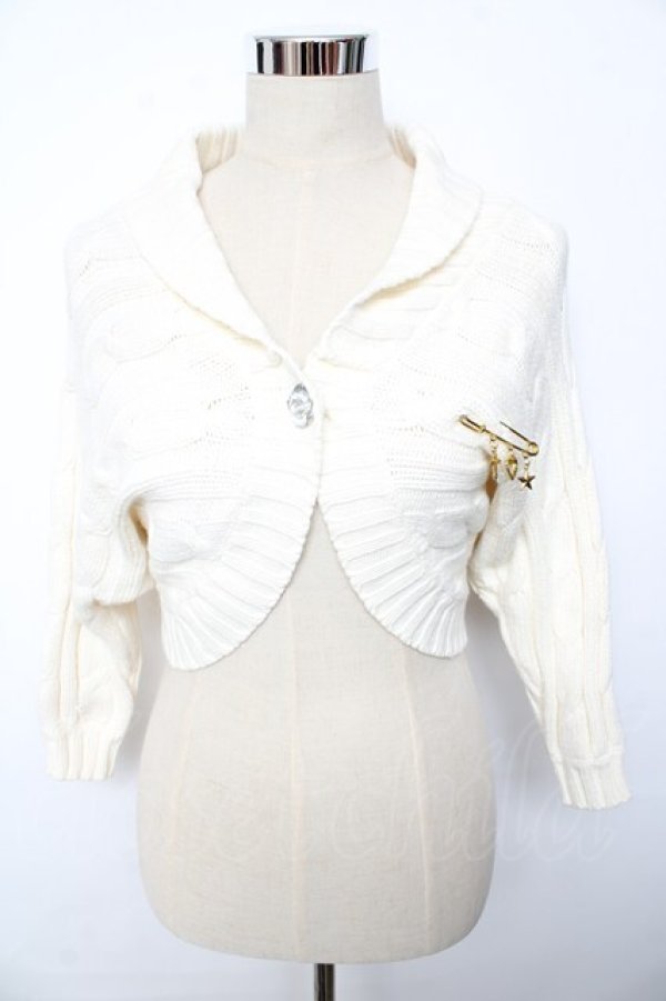 画像1: LIZ LISA / ブローチ付ニットボレロ 0 オフ白 Y-25-10-10-194-LO-TO-SZ-ZY (1)