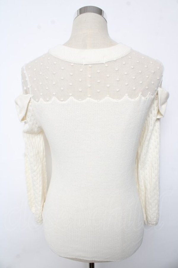 画像2: LIZ LISA / リボン付ドットチュール切替ニット 0 アイボリー Y-25-10-10-197-LO-TO-SZ-ZY (2)