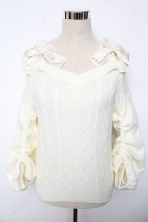 画像: LIZ LISA / フリルストラップオフショルニット 0 アイボリー Y-25-10-10-198-LO-TO-SZ-ZY