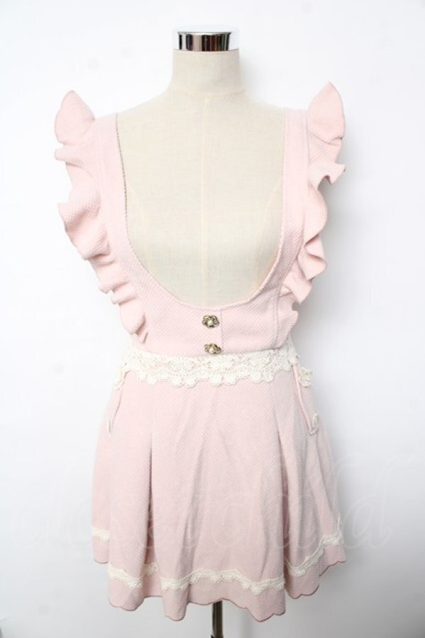 画像1: LIZ LISA / フラワーレースサスペンダースカート 0 ピンク Y-25-10-10-209-LO-SK-SZ-ZY (1)