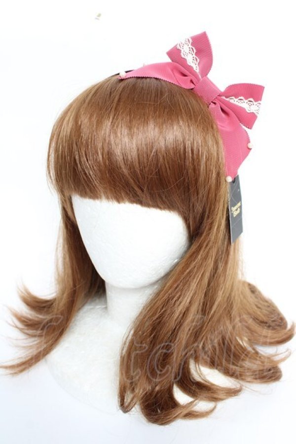 画像1: Innocent World / トーションレースとパールのカチューシャ  ピンク Y-25-10-10-050-IW-AC-SZ-ZY (1)