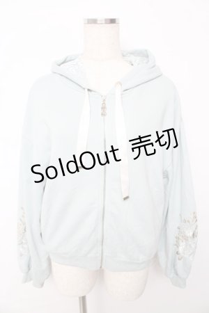 画像: axes femme / 袖花刺繍ショートパーカー  ミント Y-25-10-13-044-AX-TO-SZ-ZY