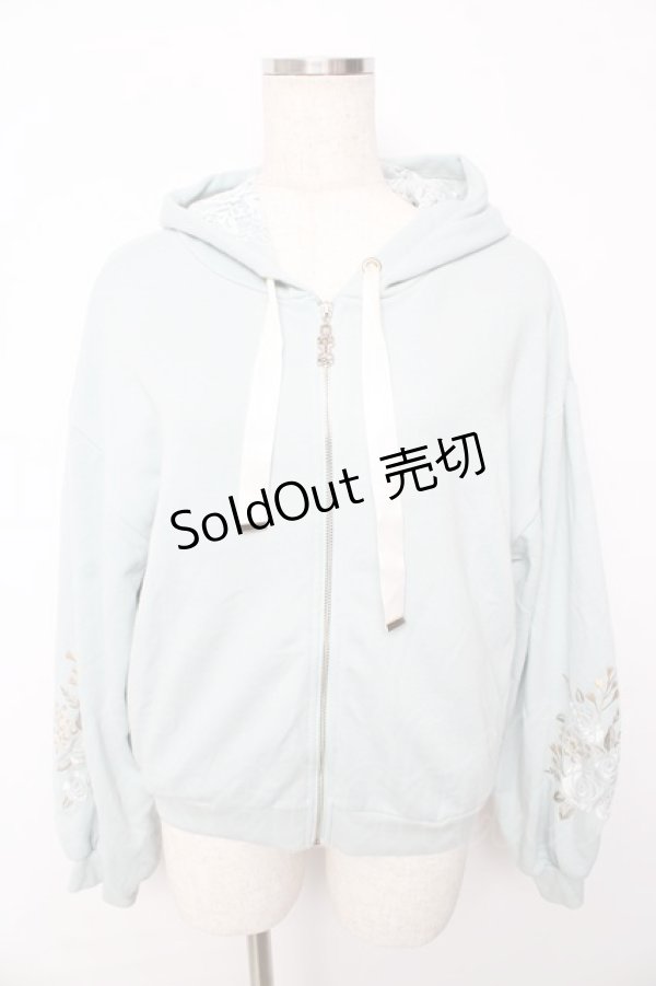 画像1: axes femme / 袖花刺繍ショートパーカー  ミント Y-25-10-13-044-AX-TO-SZ-ZY (1)