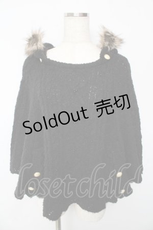 画像: axes femme / フード付きニットポンチョ  黒 Y-25-10-13-049-AX-TO-SZ-ZY