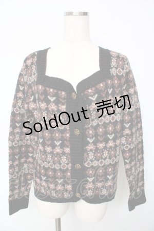 画像: axes femme NOSTALGIE / ジャガードニットカーディガン  黒 Y-25-10-13-050-AX-TO-SZ-ZI