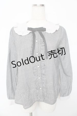 画像: Ank Rouge / フリルカラーギンガムブラウス M 黒 Y-25-10-13-053-CA-BL-SZ-ZY