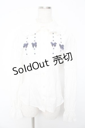 画像: BABY,THE STARS SHINE BRIGHT / うさくみゃちゃんのpetit ribbonブラウス  紺 Y-25-10-13-060-BA-BL-SZ-ZY