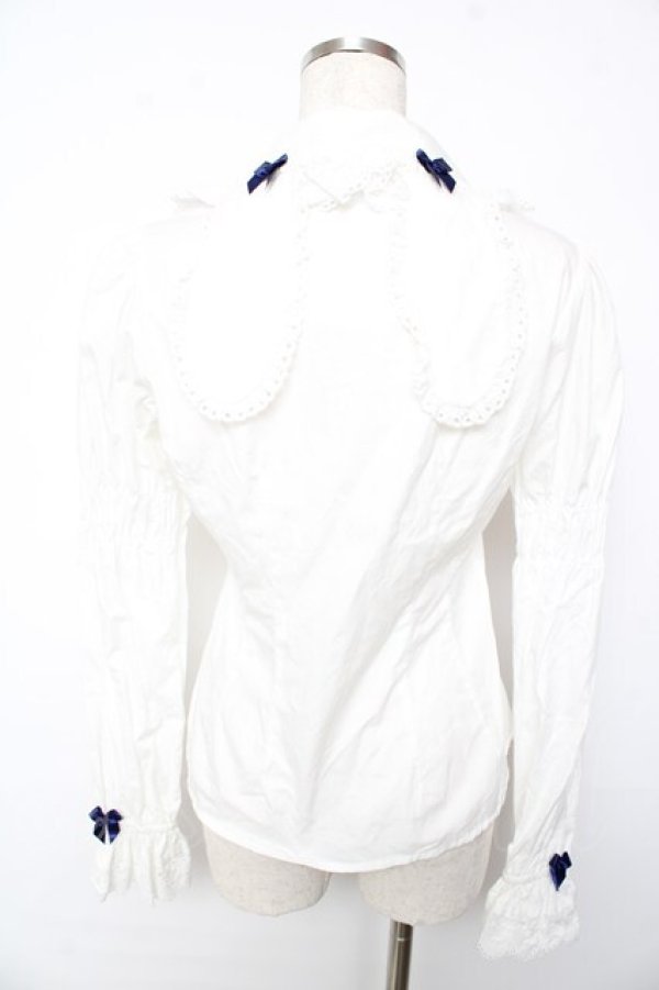 画像2: BABY,THE STARS SHINE BRIGHT / うさくみゃちゃんのpetit ribbonブラウス  紺 Y-25-10-13-060-BA-BL-SZ-ZY (2)