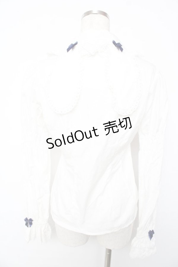 画像2: BABY,THE STARS SHINE BRIGHT / うさくみゃちゃんのpetit ribbonブラウス  紺 Y-25-10-13-060-BA-BL-SZ-ZY (2)