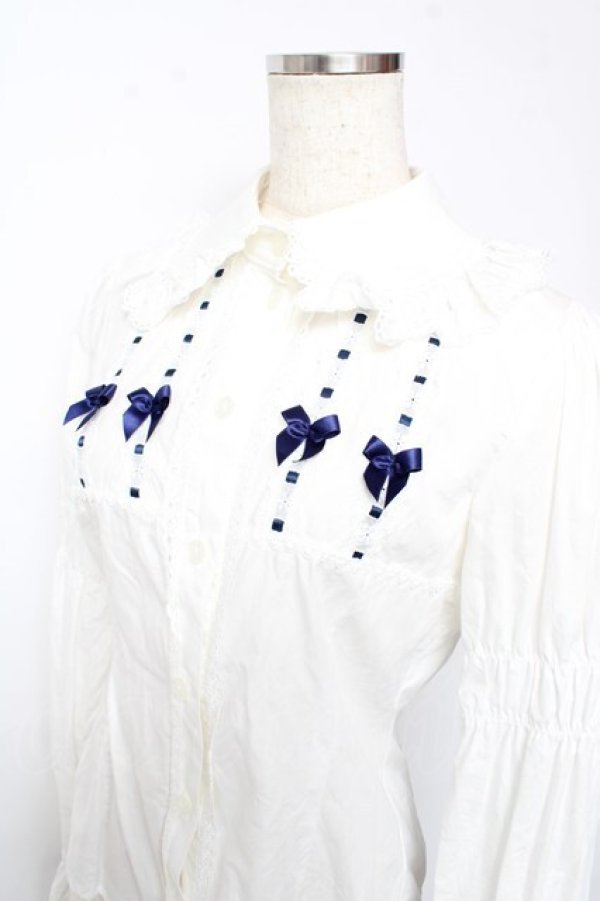 画像3: BABY,THE STARS SHINE BRIGHT / うさくみゃちゃんのpetit ribbonブラウス  紺 Y-25-10-13-060-BA-BL-SZ-ZY (3)