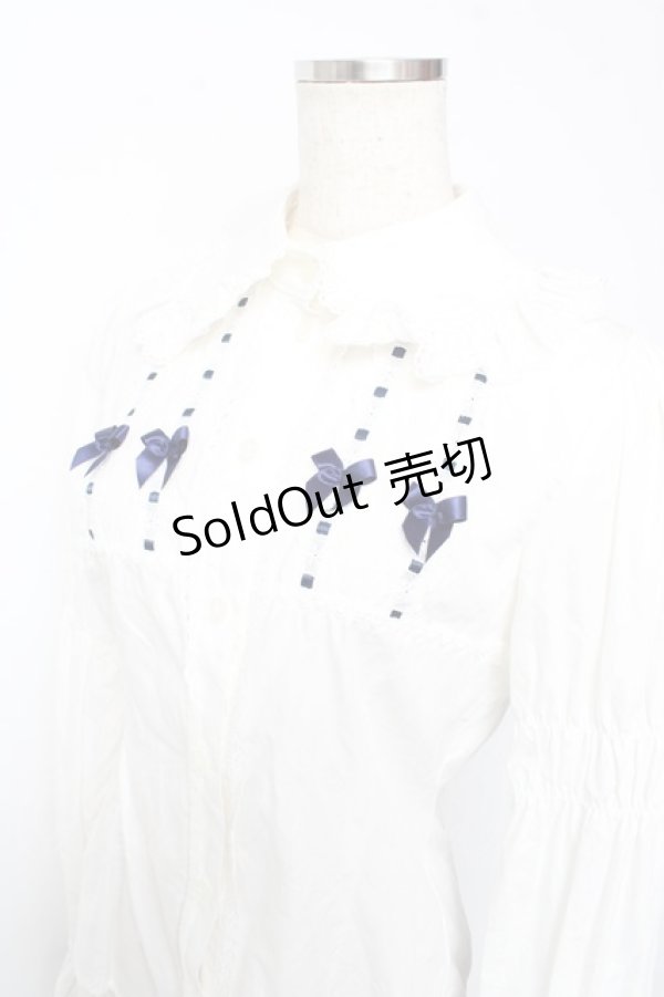 画像3: BABY,THE STARS SHINE BRIGHT / うさくみゃちゃんのpetit ribbonブラウス  紺 Y-25-10-13-060-BA-BL-SZ-ZY (3)