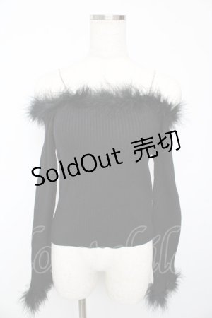 画像: michellMacaron / フェザーオフショルニットトップス F 黒 Y-25-10-13-062-LO-TO-SZ-ZY