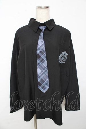画像: NieR Clothing / スクール風シャツ  黒 Y-25-10-13-068-PU-BL-SZ-ZY