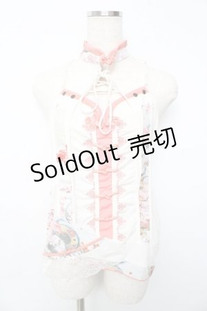 画像: Ozz oneste / チャイナ釦ホルターネックキャミ  白 Y-25-10-13-070-OO-TO-SZ-ZY
