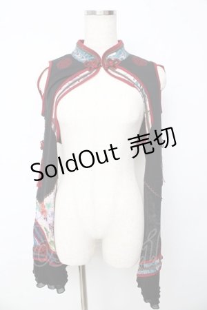 画像: Ozz oneste / 和柄チャイナタッセルシュラグ  黒 Y-25-10-13-071-OO-TO-SZ-ZY