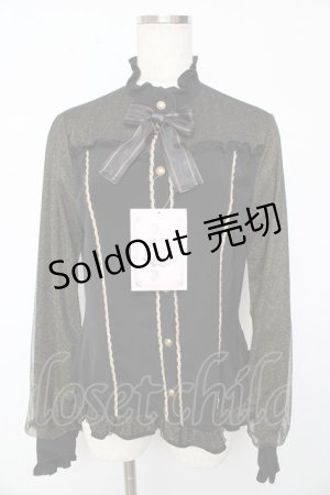 画像: metamorphose / スタンドカラーチュールスリーブブラウス  黒 Y-25-10-13-074-ME-BL-SZ-ZY