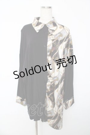 画像: Deorart / パターン柄オーバーサイズワイドシャツ L ブラック×ブラック Y-25-10-13-076-PU-BL-SZ-ZY