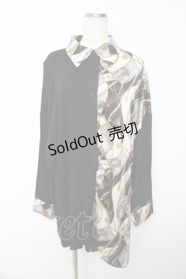 画像1: Deorart / パターン柄オーバーサイズワイドシャツ L ブラック×ブラック Y-25-10-13-076-PU-BL-SZ-ZY (1)