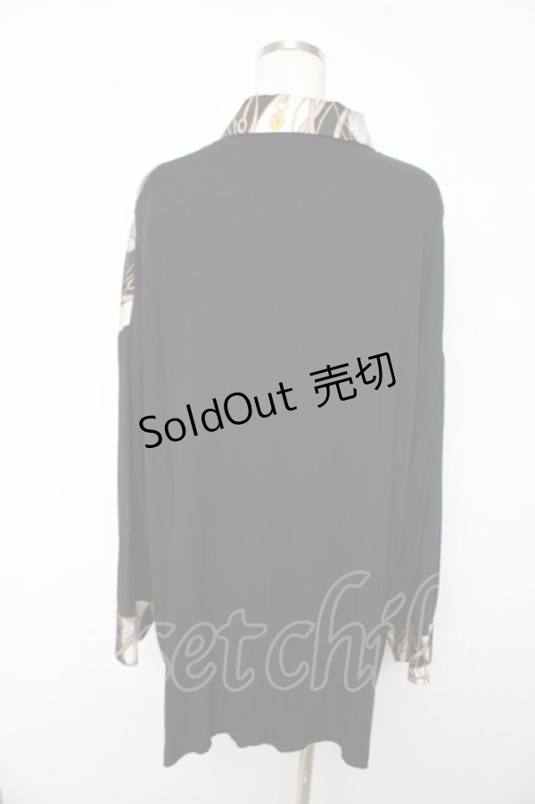 画像2: Deorart / パターン柄オーバーサイズワイドシャツ L ブラック×ブラック Y-25-10-13-076-PU-BL-SZ-ZY (2)