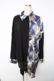 画像1: Deorart / パターン柄オーバーサイズワイドシャツ L ブラック×ブルー Y-25-10-13-077-PU-BL-SZ-ZY (1)