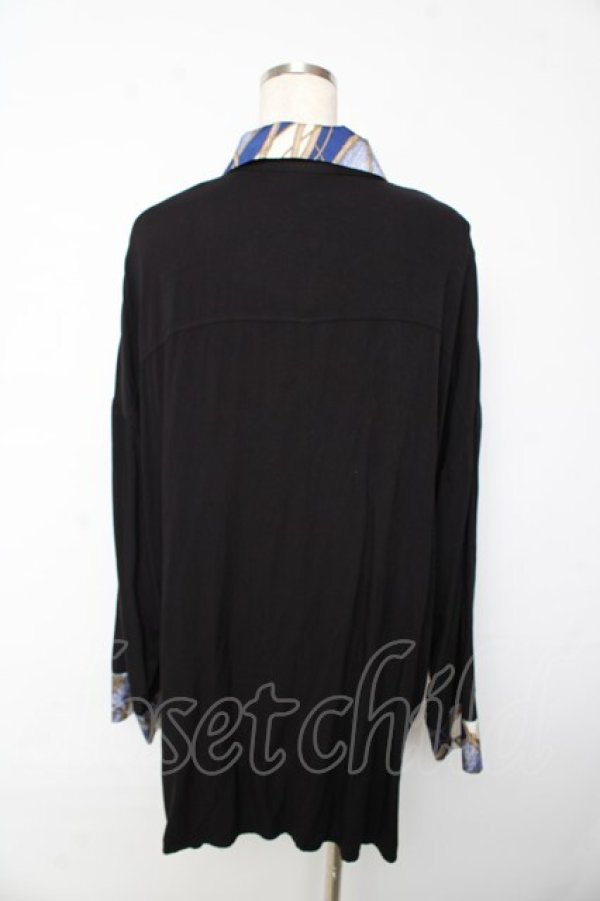 画像2: Deorart / パターン柄オーバーサイズワイドシャツ L ブラック×ブルー Y-25-10-13-077-PU-BL-SZ-ZY (2)
