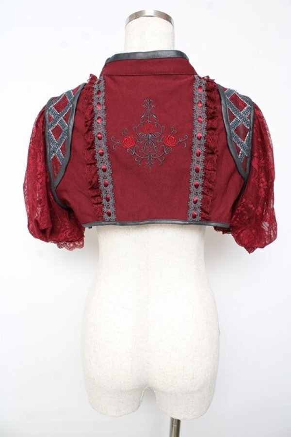 画像2: OZZ ANGELO / rose スリーブレースショートジャケット  赤 Y-25-10-13-078-OO-JA-SZ-ZY (2)