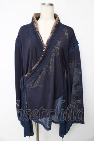 画像: Ozz oneste / 酔夢着物ブラウス  紺 Y-25-10-13-080-OO-BL-SZ-ZY