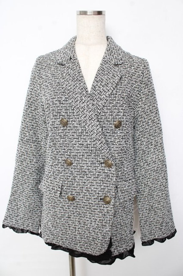 画像1: axes femme / ツイードダブルジャケット F 黒 Y-25-10-13-085-AX-JA-SZ-ZI (1)