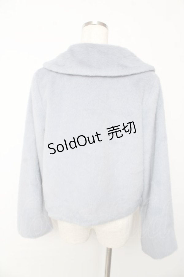 画像2: axes femme POETIQUE / リボン金具ファーコート  ブルーグレー Y-25-10-13-091-AX-CO-AS-ZI (2)