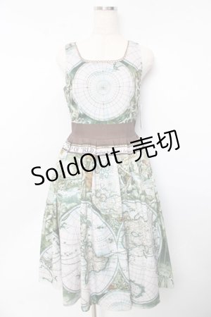 画像: axes femme Nostalgic / ヴィンテージマップ柄ワンピース F ブルー Y-25-10-13-095-LO-OP-SZ-ZI