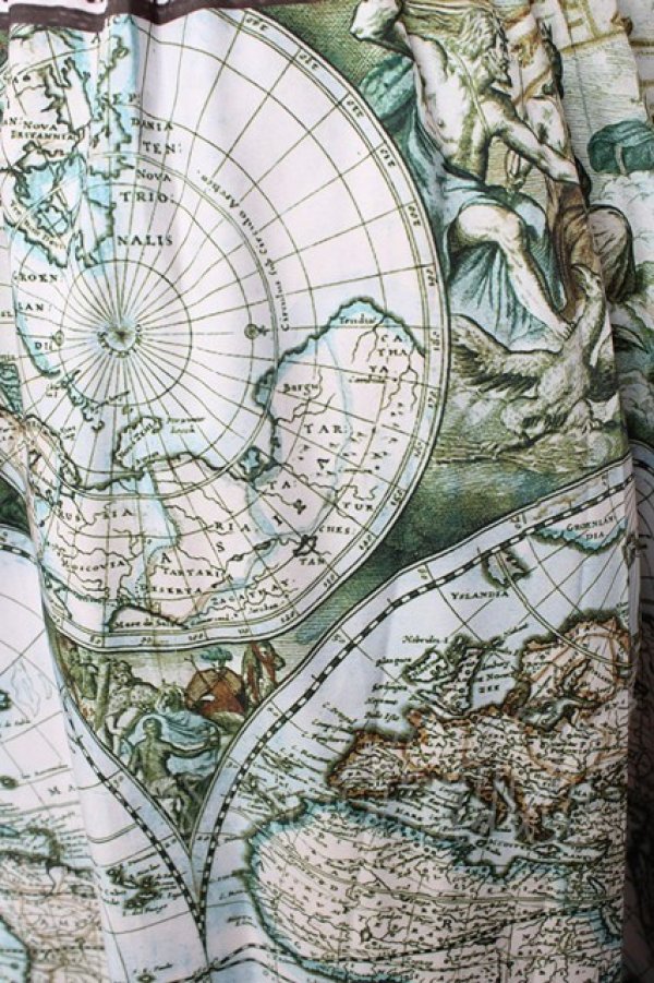 画像3: axes femme Nostalgic / ヴィンテージマップ柄ワンピース F ブルー Y-25-10-13-095-LO-OP-SZ-ZI (3)