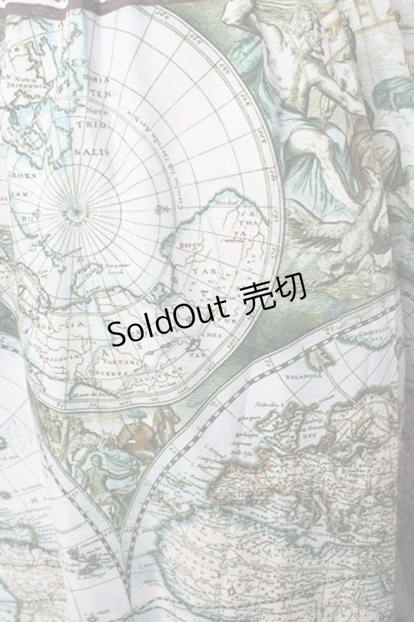 画像3: axes femme Nostalgic / ヴィンテージマップ柄ワンピース F ブルー Y-25-10-13-095-LO-OP-SZ-ZI (3)