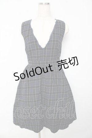 画像: axes femme POETIQUE / チェックノースリーブワンピース M 紺 Y-25-10-13-096-AX-OP-SZ-ZY