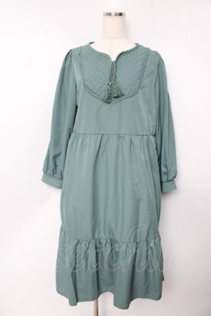 画像: axes femme / キルティングブロッキングワンピース F グリーン Y-25-10-13-099-AX-OP-SZ-ZY