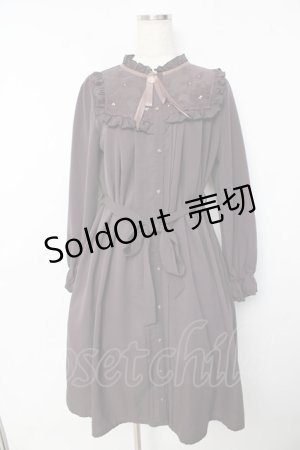 画像: axes femme / ブローチ付長袖ブラウスワンピ M グレー Y-25-10-13-101-AX-OP-SZ-ZI