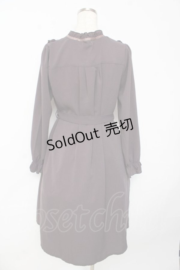 画像2: axes femme / ブローチ付長袖ブラウスワンピ M グレー Y-25-10-13-101-AX-OP-SZ-ZI (2)