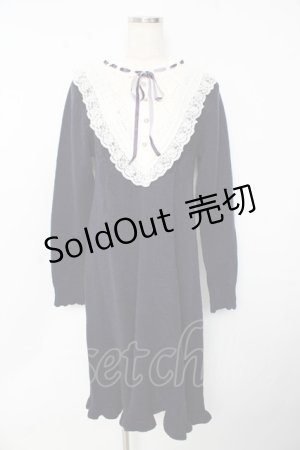 画像: axes femme / フリルニットワンピース F 紺 Y-25-10-13-105-AX-OP-SZ-ZI