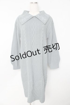 画像: axes femme / 襟デザインニットワンピース  サックス Y-25-10-13-108-AX-OP-SZ-ZI