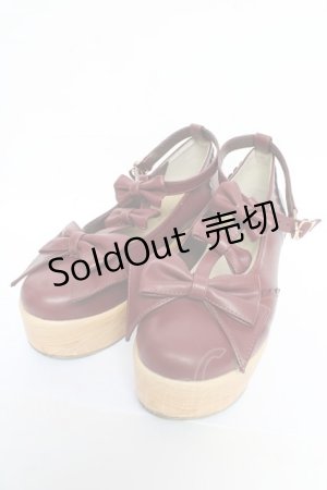画像: axes femme kawaii / トリプルリボンシューズ L ワイン Y-25-10-13-011-AX-SH-SZ-ZY