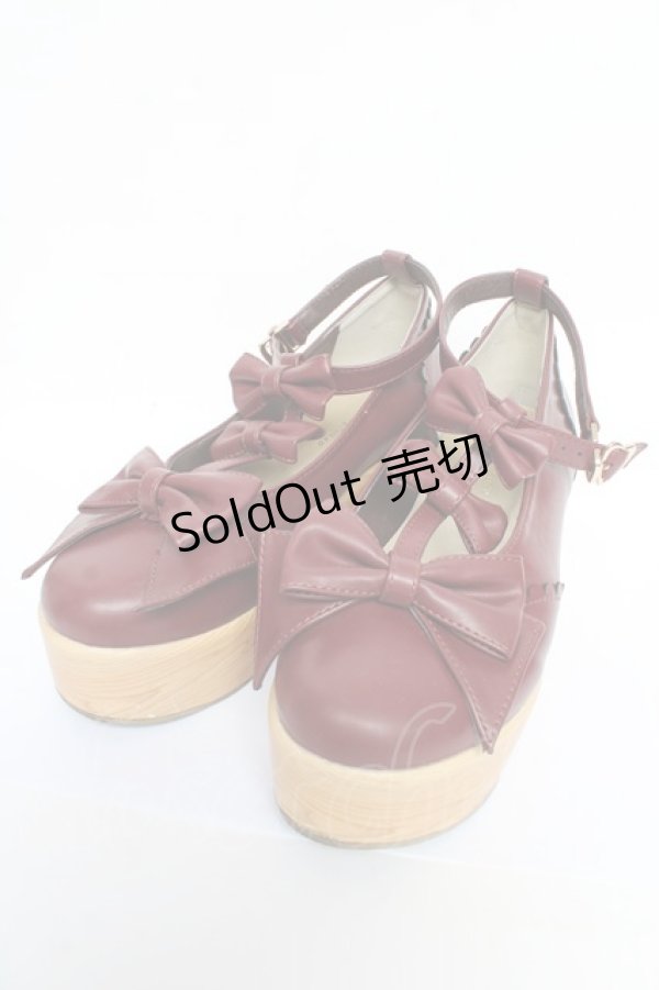 画像1: axes femme Kawaii / トリプルリボンシューズ L ワイン Y-25-10-13-011-AX-SH-SZ-ZY (1)